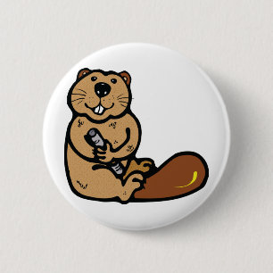 Cartoon Beaver for International Beaver Day 2 Inch Round Button