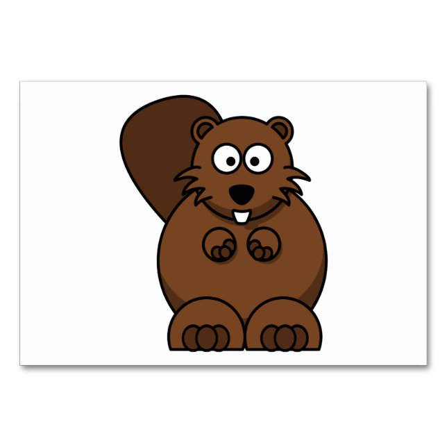 Cartoon Beaver Table Number (Back)