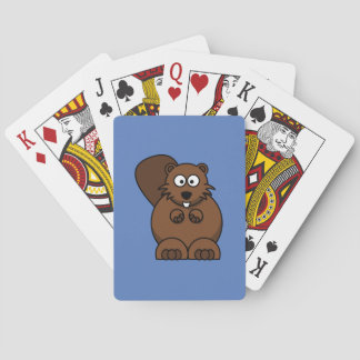 Cartoon Beaver with Blue Background Playing Cards