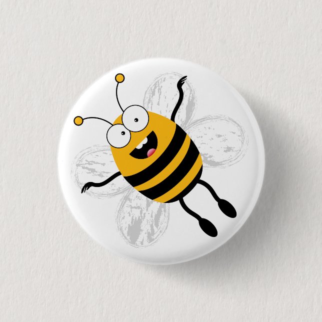 Cartoon Bee 1 Inch Round Button (Front)