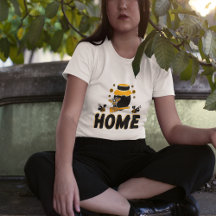 Cartoon Bee and Honey Jar "HOME" T-Shirt