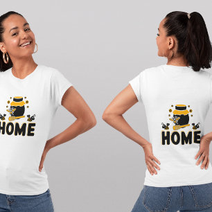Cartoon Bee and Honey Jar "HOME" T-Shirt