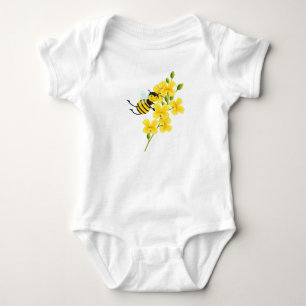 Cartoon Bee And Yellow Flowers Puppycat Cardamon Baby Bodysuit