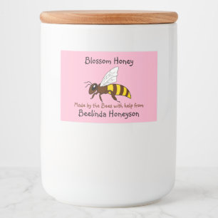Cartoon Bee Blossom Honey Jar Labels