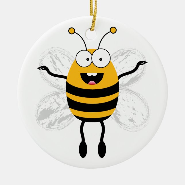 Cartoon Bee Ceramic Ornament (Front)