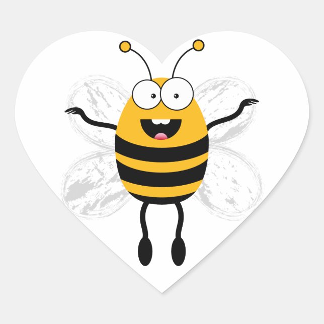 Cartoon Bee Heart Sticker (Front)