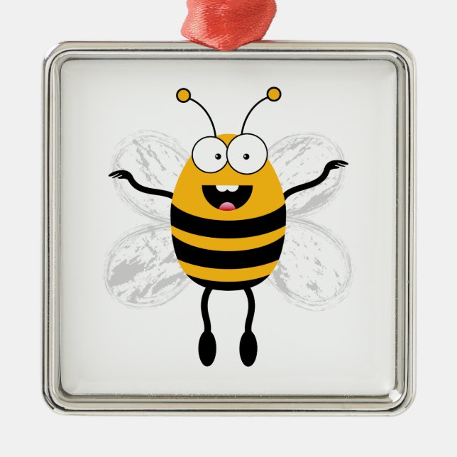 Cartoon Bee Metal Ornament (Front)