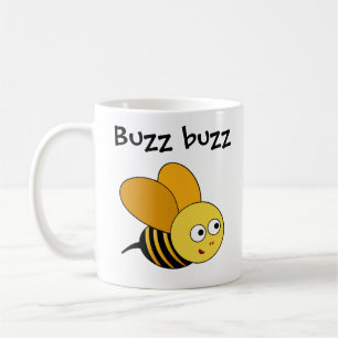 Cartoon Bee Saying Buzz Buzz & Child's Name Mug