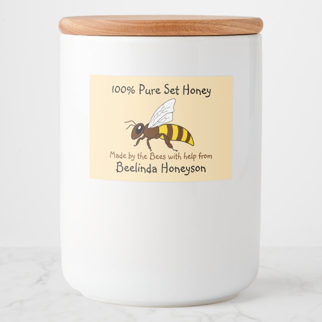 Cartoon Bee Set Honey Jar Labels (Front)