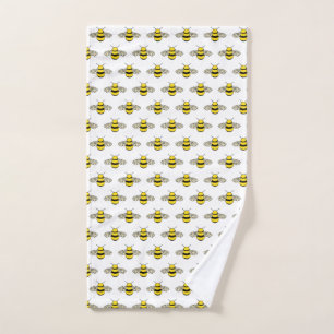 Cartoon Bees Swarm of Bumblebees Pattern Hand Towel