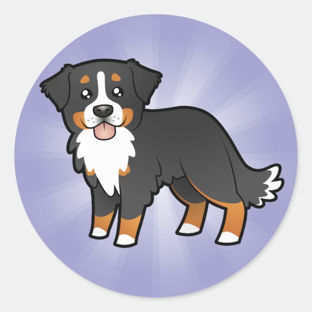 Cartoon Bernese Mountain Dog Classic Round Sticker (Front)
