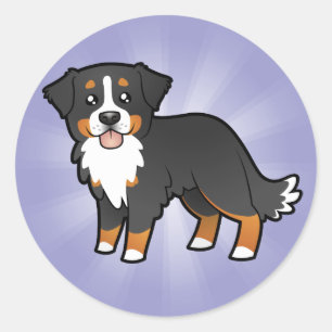 Cartoon Bernese Mountain Dog Classic Round Sticker