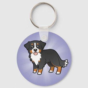 Cartoon Bernese Mountain Dog Keychain