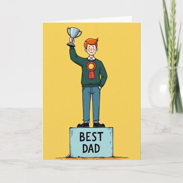 Cartoon Best Dad Trophy Card (Front)