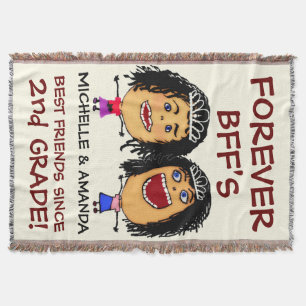 Cartoon Best Friend BFFs Throw Blanket