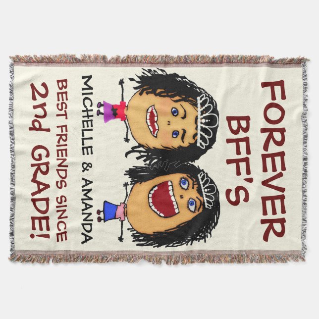 Cartoon Best Friend BFFs Throw Blanket (Front)