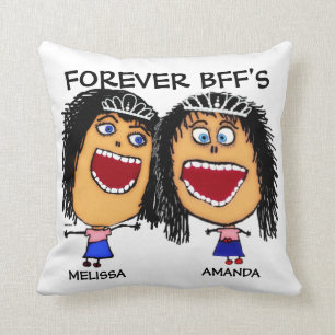 Cartoon Best Friend BFF's Throw Pillow