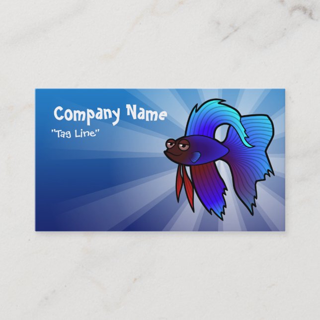 Cartoon Betta Fish / Siamese Fighting Fish Business Card (Front)
