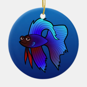 Cartoon Betta Fish / Siamese Fighting Fish Ceramic Ornament