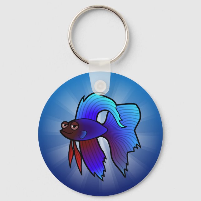Cartoon Betta Fish / Siamese Fighting Fish Keychain (Front)