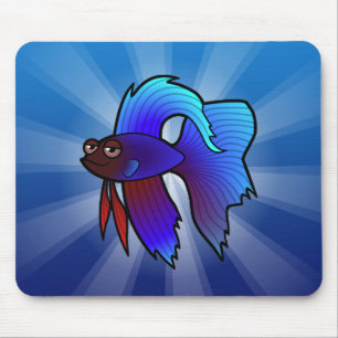 Cartoon Betta Fish / Siamese Fighting Fish Mouse Pad
