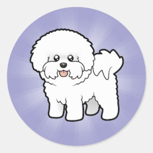 Cartoon Bichon Frise Classic Round Sticker