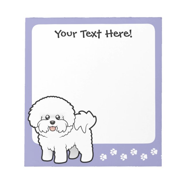 Cartoon Bichon Frise Notepad (Front)