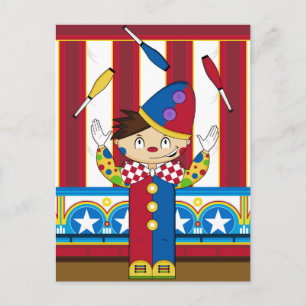 Cartoon Bigtop Juggling Circus Clown Postcard