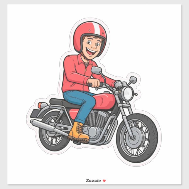 Cartoon Biker Riding a Motorcycle  (Sheet)