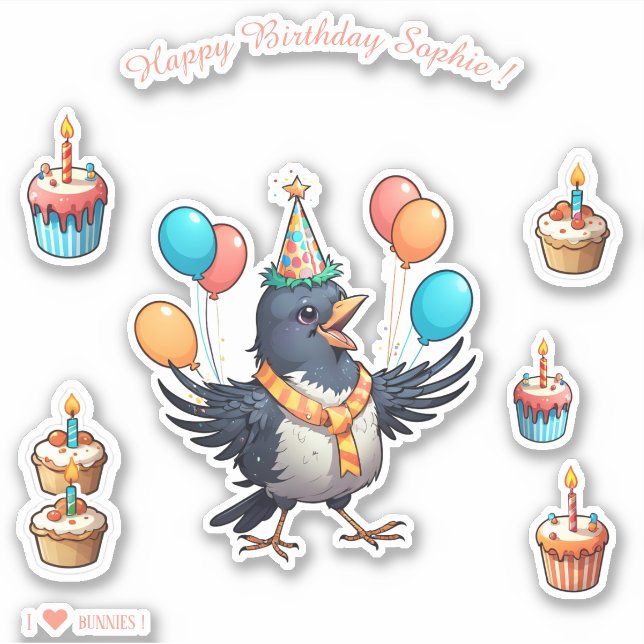 Cartoon Bird - Happy Birthday Personalized (Front)