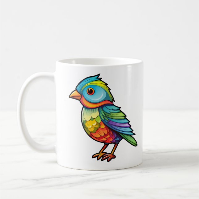 Cartoon bird illustration coffee mug (Left)