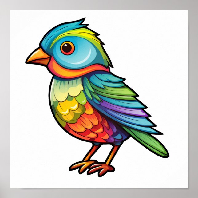 Cartoon bird illustration poster (Front)