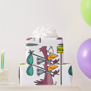 Cartoon Bird Migrating South Travelling Wrapping Paper
