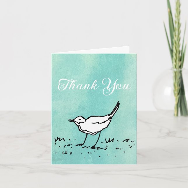 Cartoon Bird Pen Art Thank You Folded (Devant)