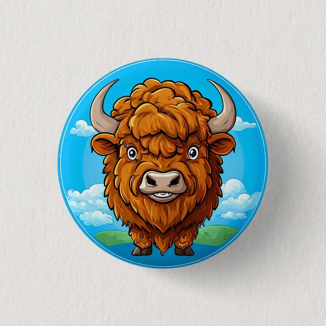 🦬 Cartoon Bison Pin For Wildlife Fans Fun Gift 🎯 (Front)