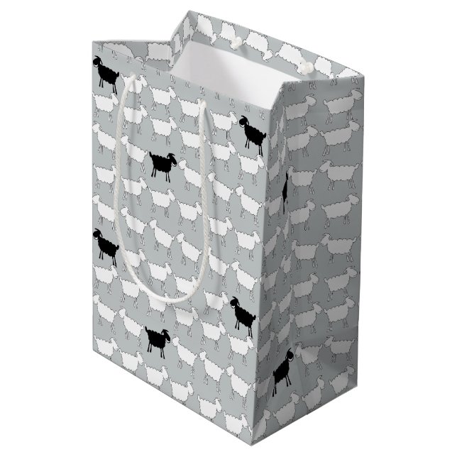 Cartoon black and white sheep mono gift bag (Back Angled)