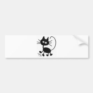 Cartoon Black Cat Bumper Sticker