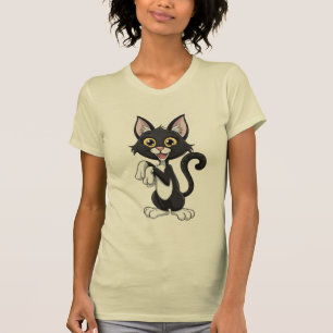 Cartoon Black Cat with Bright Yellow Eyes T-Shirt