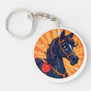 🐎Cartoon Black Horse Colour Splash Key Accessory� Keychain