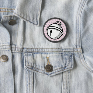 Cartoon Black White Pink Cat Bell Pop Art Vector 2 Inch Round Button