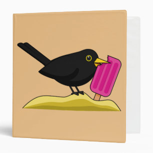 Cartoon Blackbird Eating A Ice Cream Binder