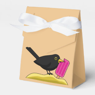Cartoon Blackbird Eating An Ice Cream Favor Box