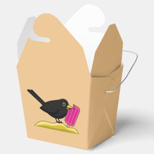 Cartoon Blackbird Eating An Ice Cream Favor Box