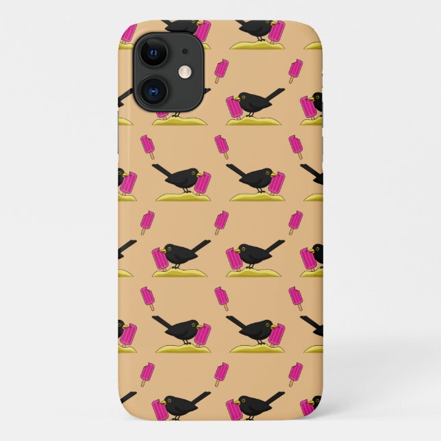 Cartoon Blackbird Eating An Ice Cream Pattern Case-Mate iPhone Case (Back)