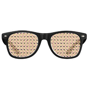Cartoon Blackbird Eating An Ice Cream Pattern Retro Sunglasses