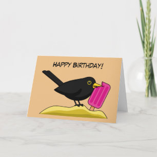 Cartoon Blackbird Eating Ice Cream Add Your Text Card