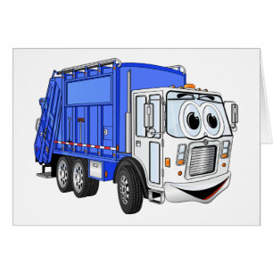 Cartoon bleu souriant Camion à ordures