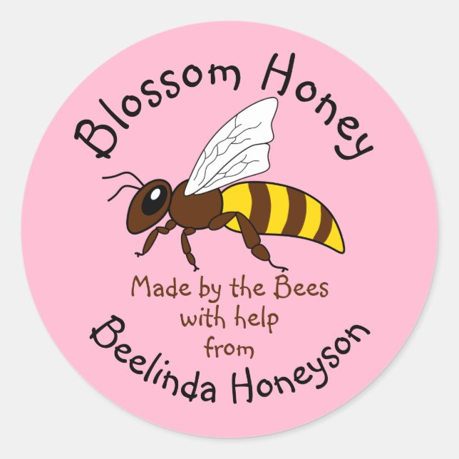 Cartoon Blossom Honey Jar Label Stickers (Front)