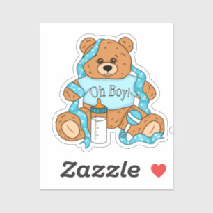 Cartoon blue and yellow Teddy Bear Baby shower