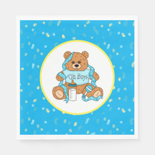 Cartoon blue and yellow Teddy Bear Baby Shower  Napkin